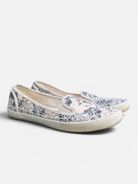 ROXY Malibu Linen Knit Boho Patterned Slip-On Loafer Flat Sz 6 1/2